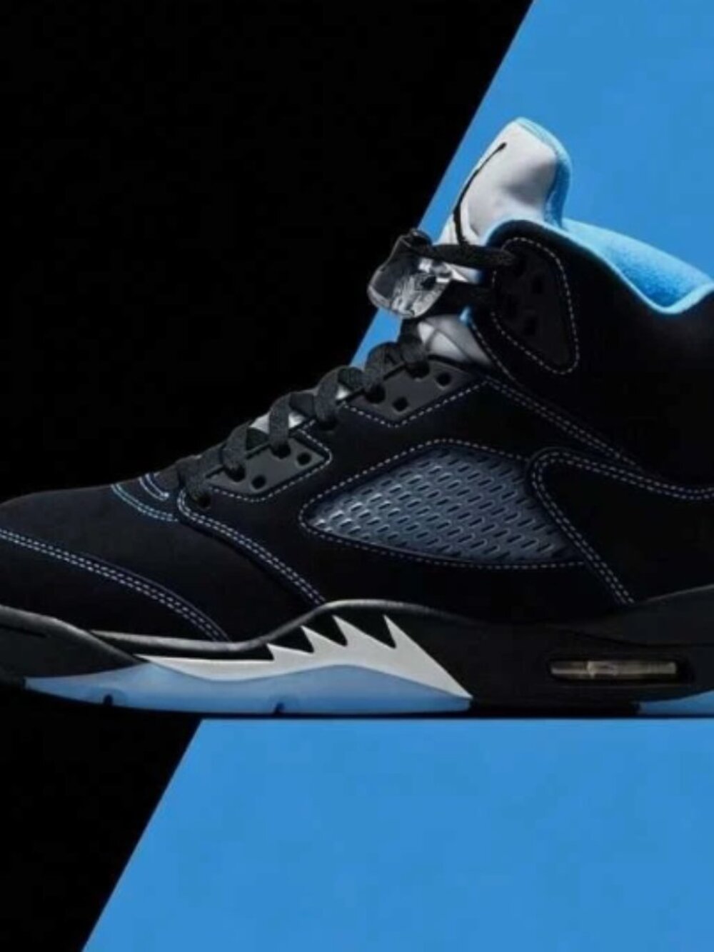 New Nike Air Jordan 5 Retro Black University Blue - Picture 6 of 6